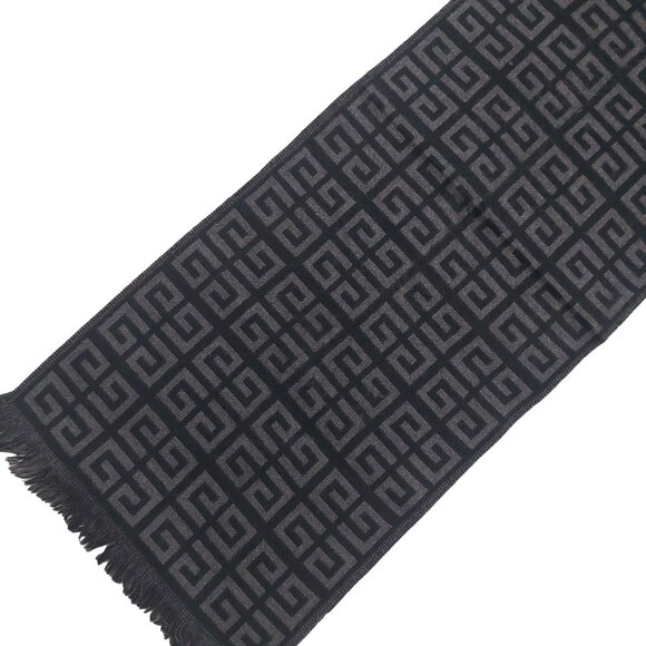 GIVENCHY Vintage Black Gray G Logo Print Monogram Wool Scarf - Picture 4 of 10